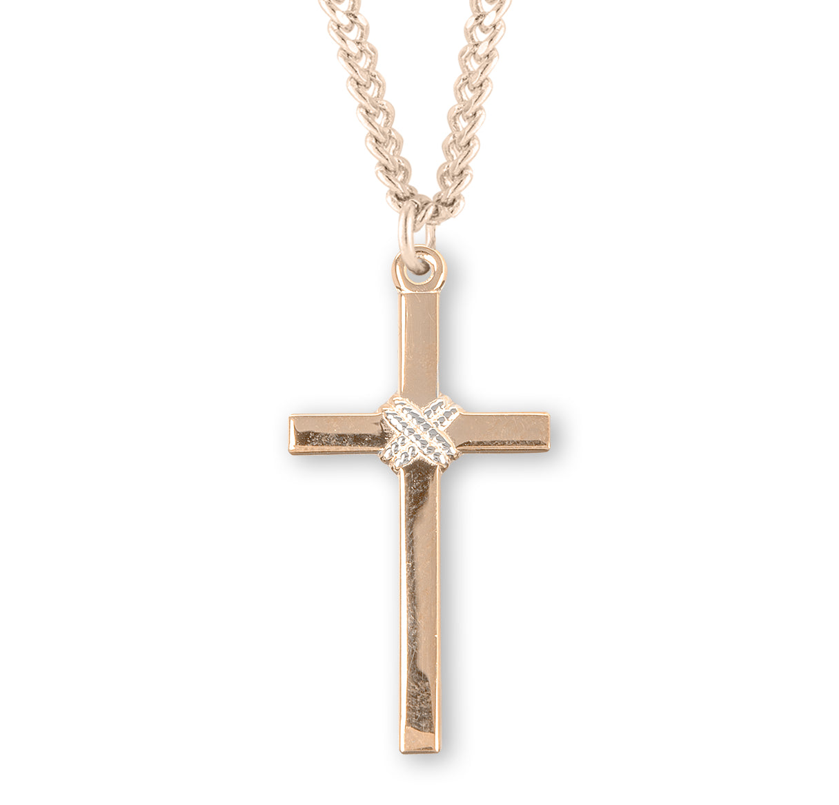 Two-Tone Gold Over Sterling Silver Cross Necklace | 16kt Gold Plated .925 Silver