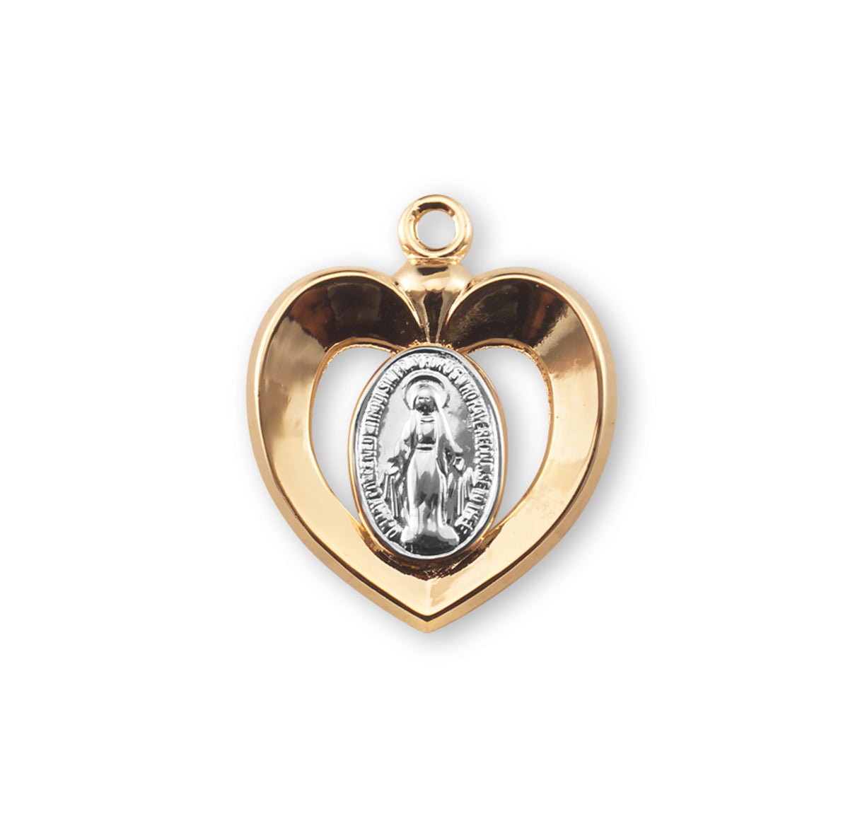 Gold Over Sterling Silver Two-Tone Miraculous Medal Necklace | 16kt Gold Plated .925 Silver
