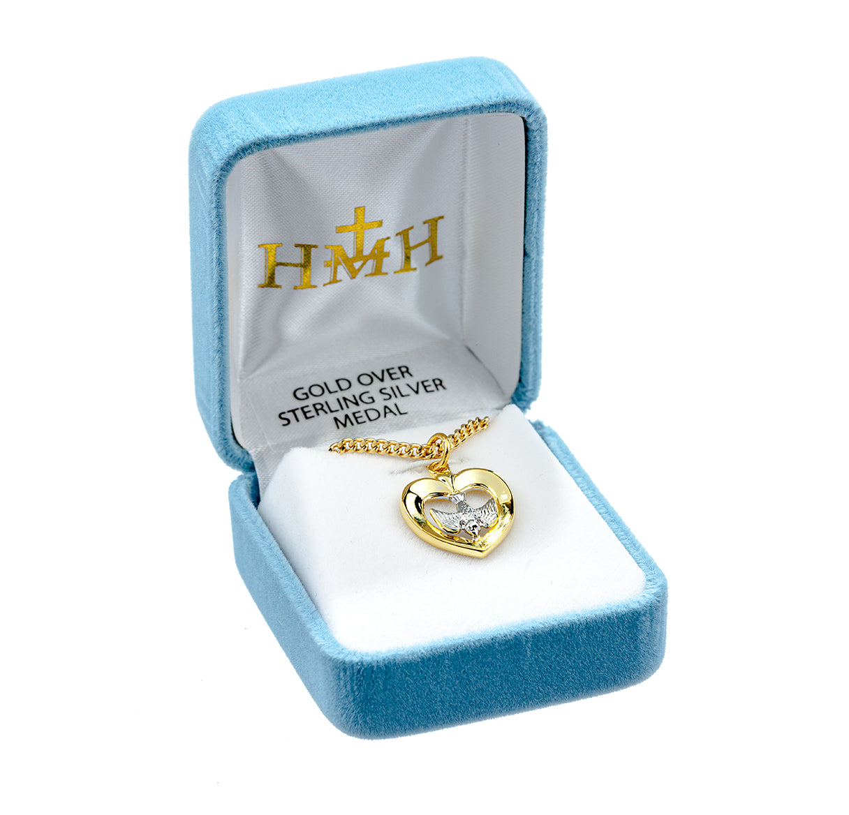 Holy Spirit Gold Over Sterling Silver Two-Tone Medal Necklace | 16kt Gold Plated .925 Silver