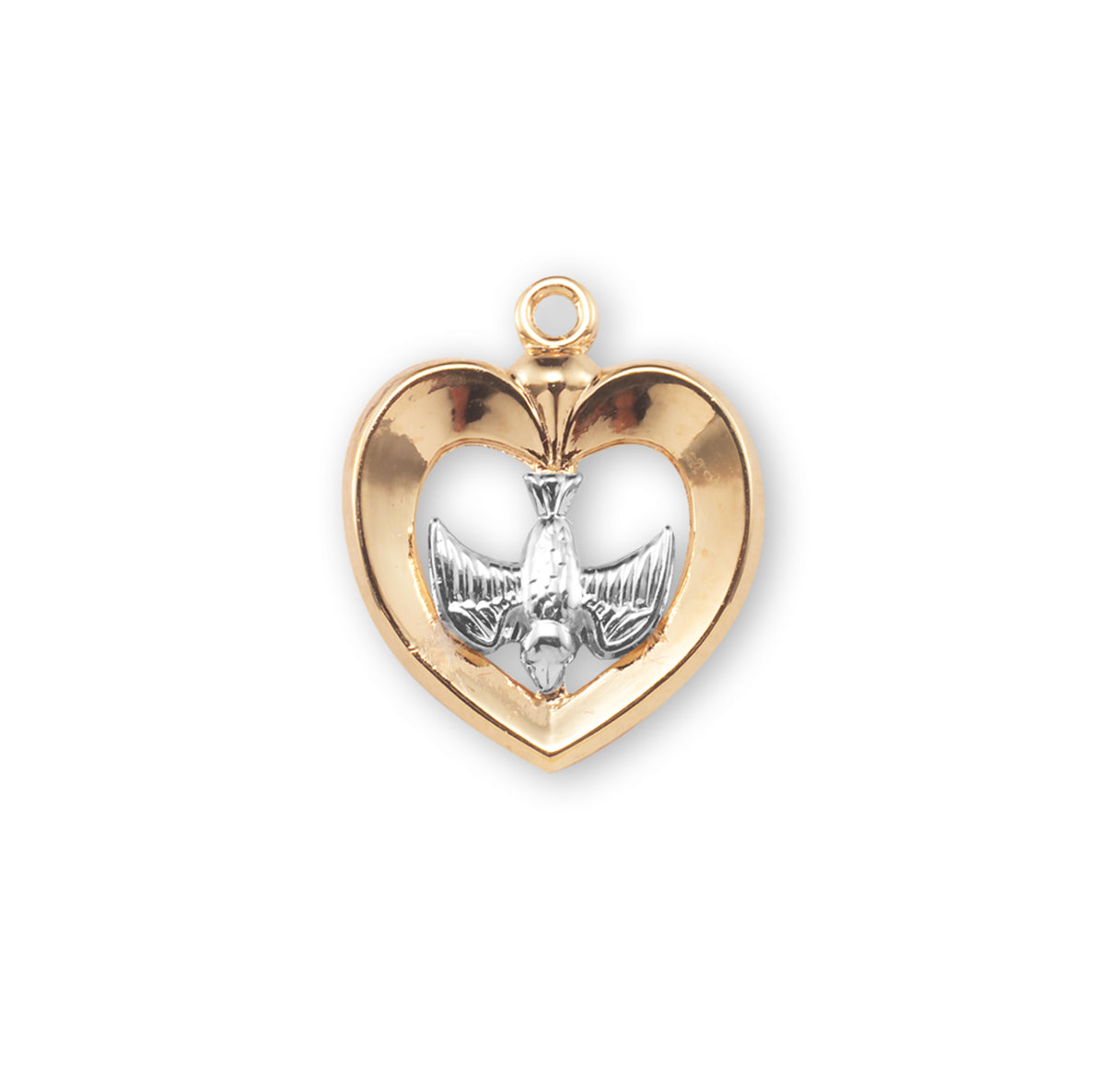 Holy Spirit Gold Over Sterling Silver Two-Tone Medal Necklace | 16kt Gold Plated .925 Silver