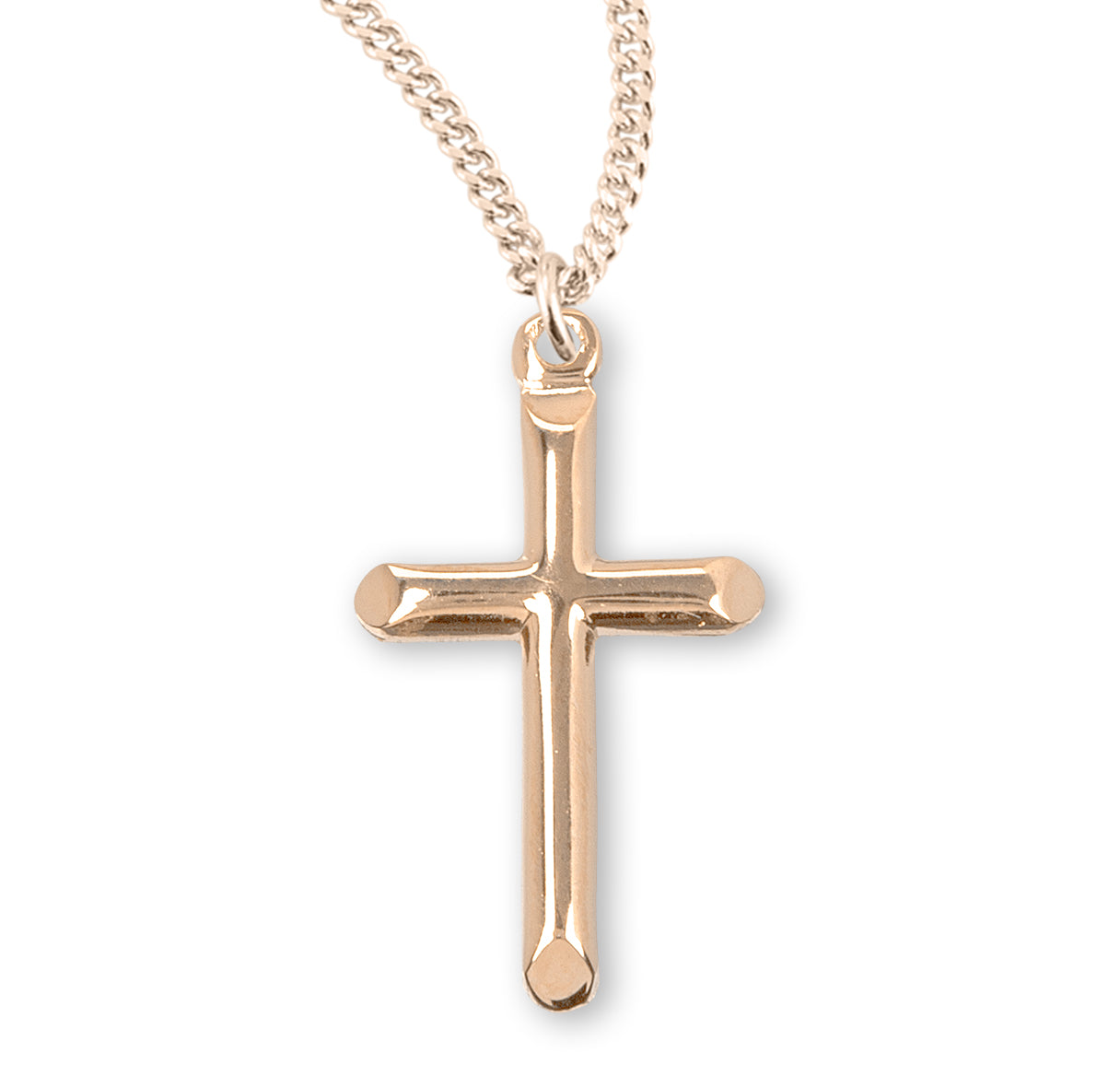 Gold Over Sterling Silver High Polished Cross Necklace | 16kt Gold Plated .925 Silver