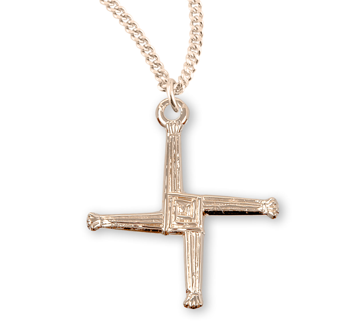 Gold Over Sterling Silver St. Brigid Cross Necklace | 16kt Gold Plated .925 Silver