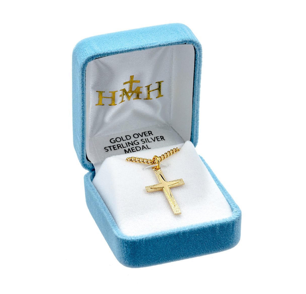 Gold Over Sterling Silver Starburst Cross Necklace | 16kt Gold Plated .925 Silver