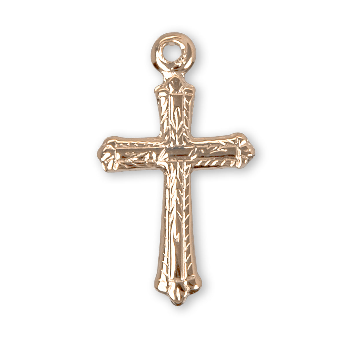 Gold Over Sterling Silver Detailed Cross Necklace | 16kt Gold Plated .925 Silver