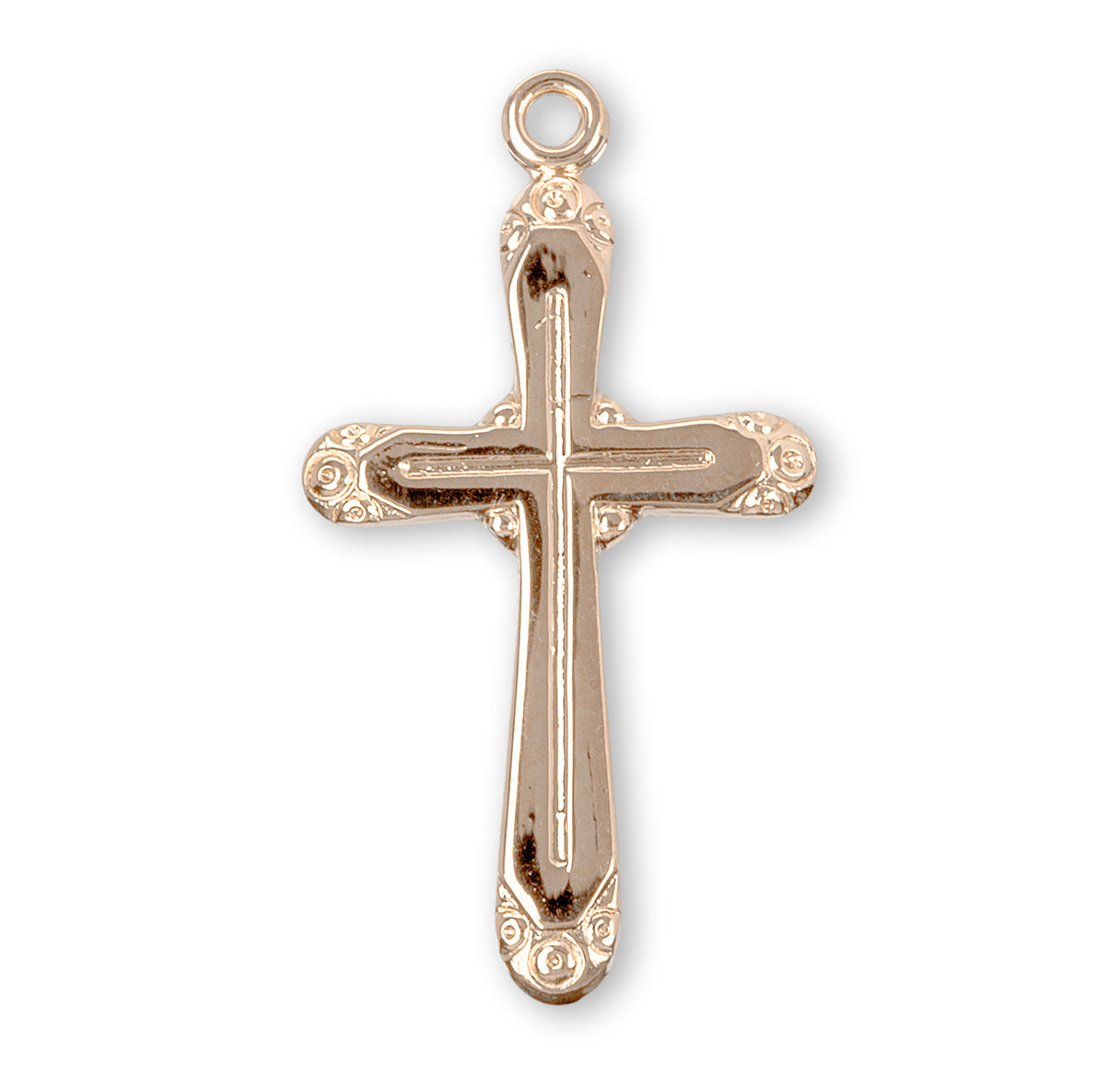 Gold Over Sterling Silver Rounded Edge Cross Necklace | 16kt Gold Plated .925 Silver