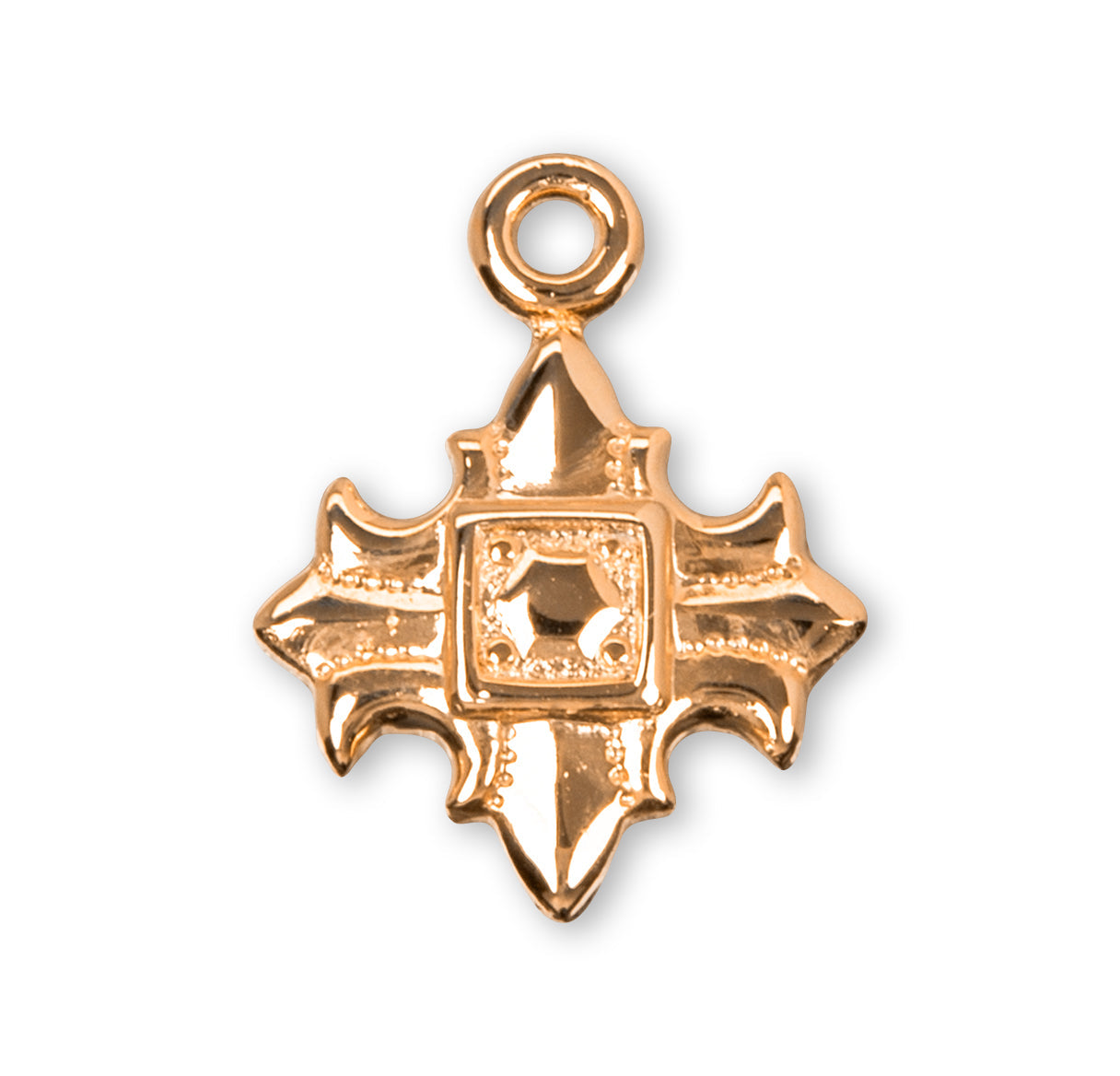 Gold Over Sterling Silver Fleur De Lis Cross Necklace | 16kt Gold Plated .925 Silver