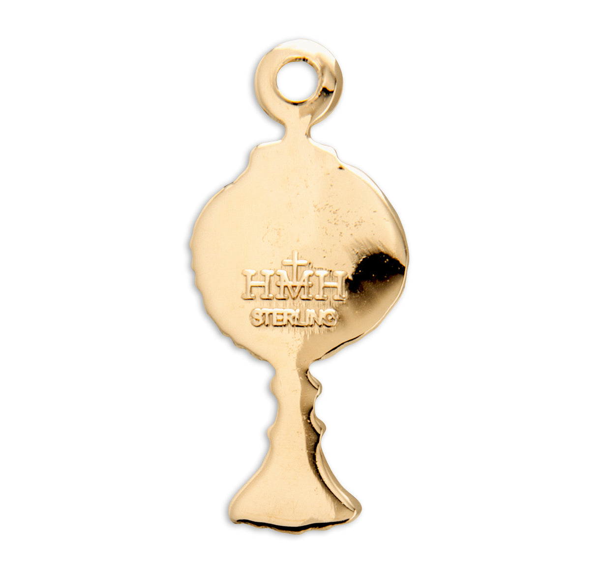 Gold Over Sterling Silver Monstrance Pendant with White Epoxy | 16kt Gold Plated .925 Silver