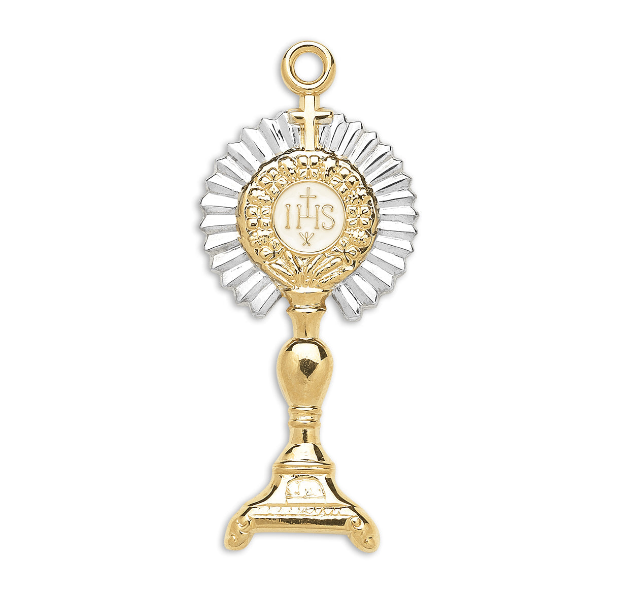 Gold Over Sterling Silver Two-Tone Monstrance Pendant | 16kt Gold Plated .925 Silver