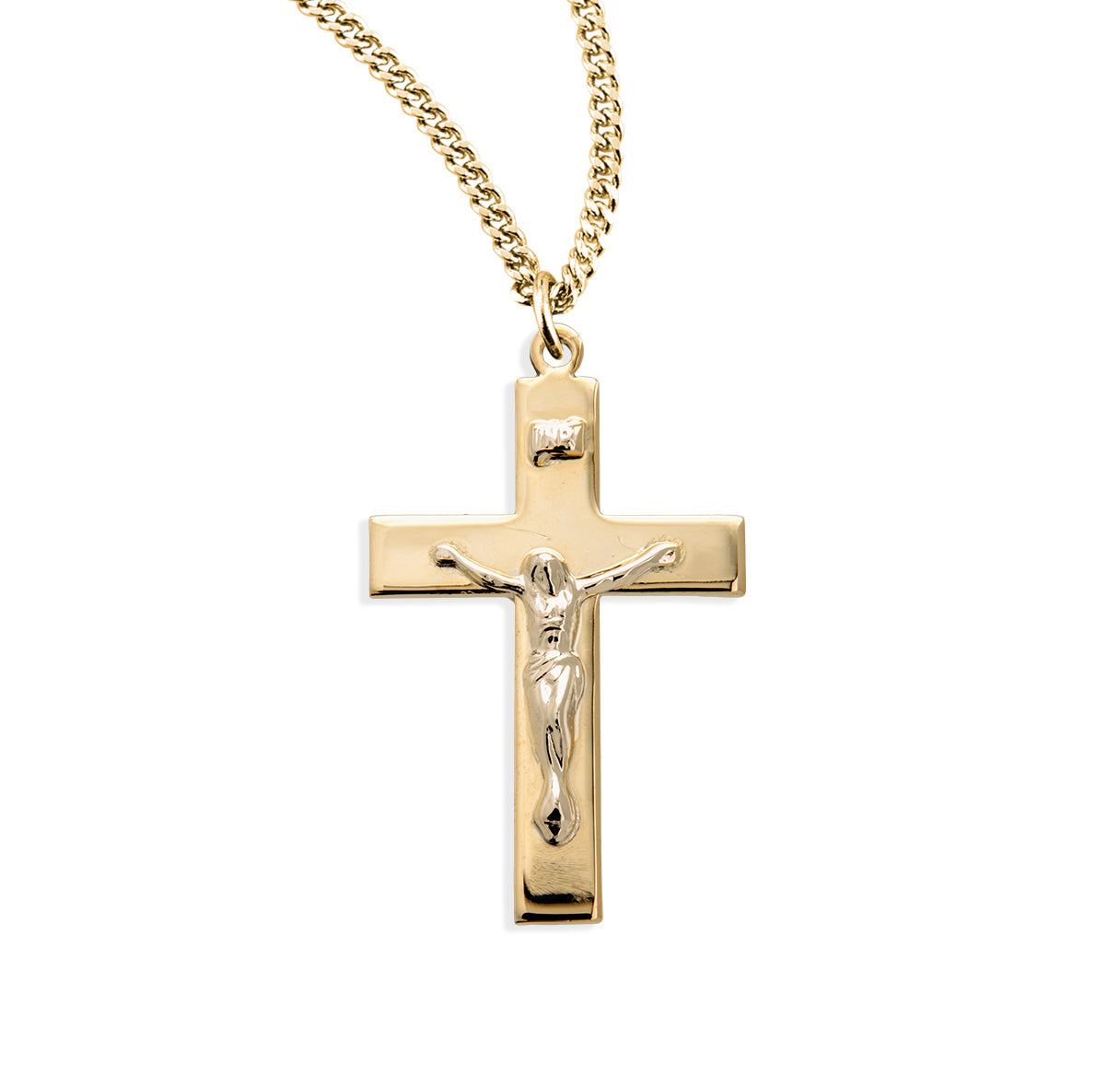 Gold Over Sterling Silver Two Toned Crucifix Necklace | 16kt Gold Plated .925 Silver