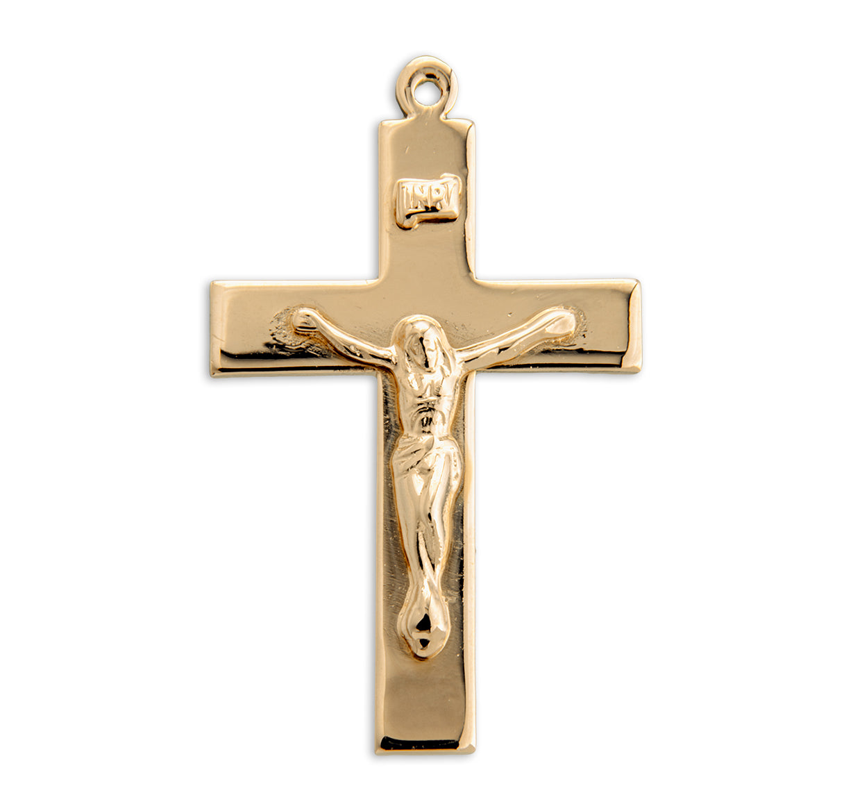 Gold Over Sterling Silver High-Polished Crucifix Necklace | 16kt Gold Plated .925 Silver