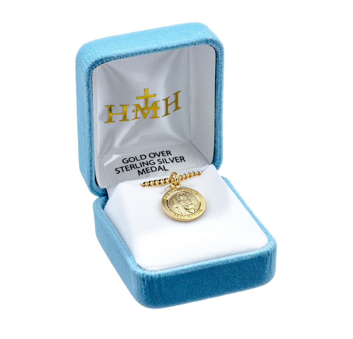 Patron Saint Jude Round Gold Over Sterling Silver Medal Necklace | 16kt Gold Plated .925 Silver