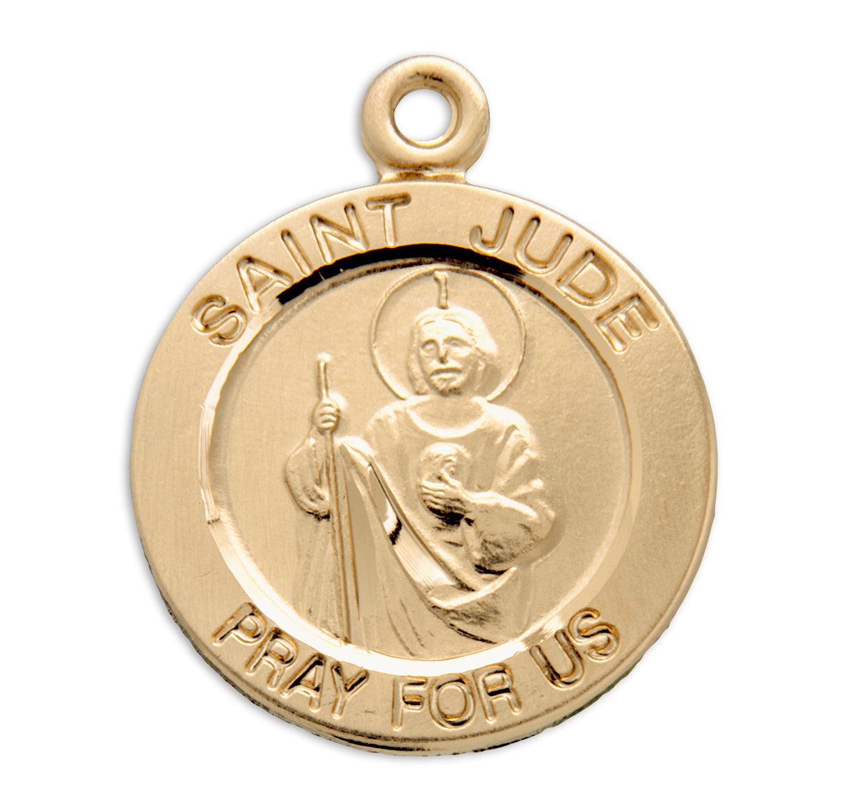 Patron Saint Jude Round Gold Over Sterling Silver Medal Necklace | 16kt Gold Plated .925 Silver
