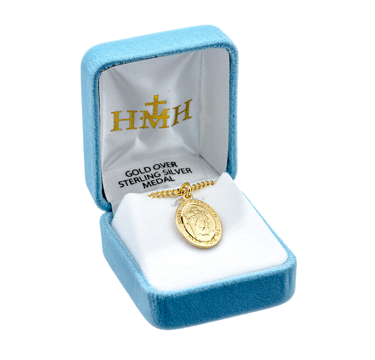Patron Saint Christopher Oval Gold Over Sterling Silver Medal Necklace | 16kt Gold Plated .925 Silver