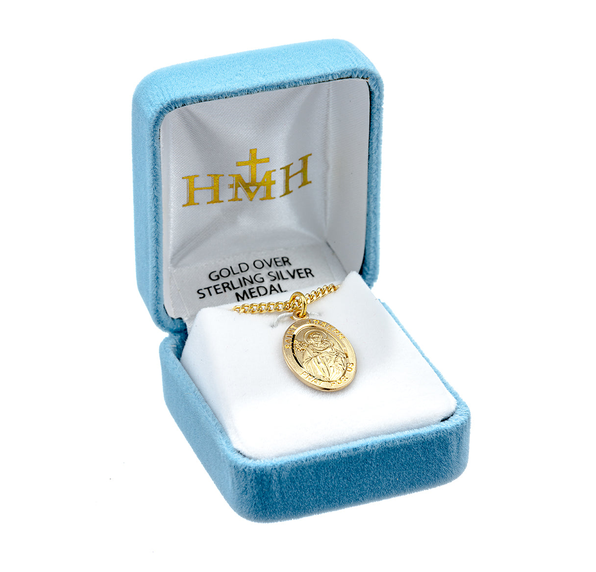 Patron Saint Joseph Oval Gold Over Sterling Silver Medal Necklace | 16kt Gold Plated .925 Silver