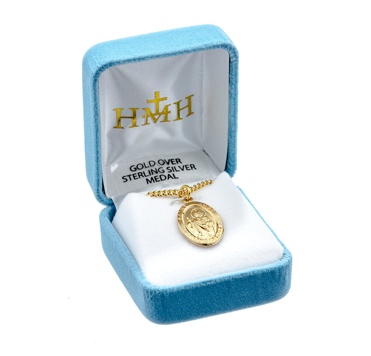 Patron Saint Jude Gold Over Sterling Silver Oval Medal Necklace | 16kt Gold Plated .925 Silver