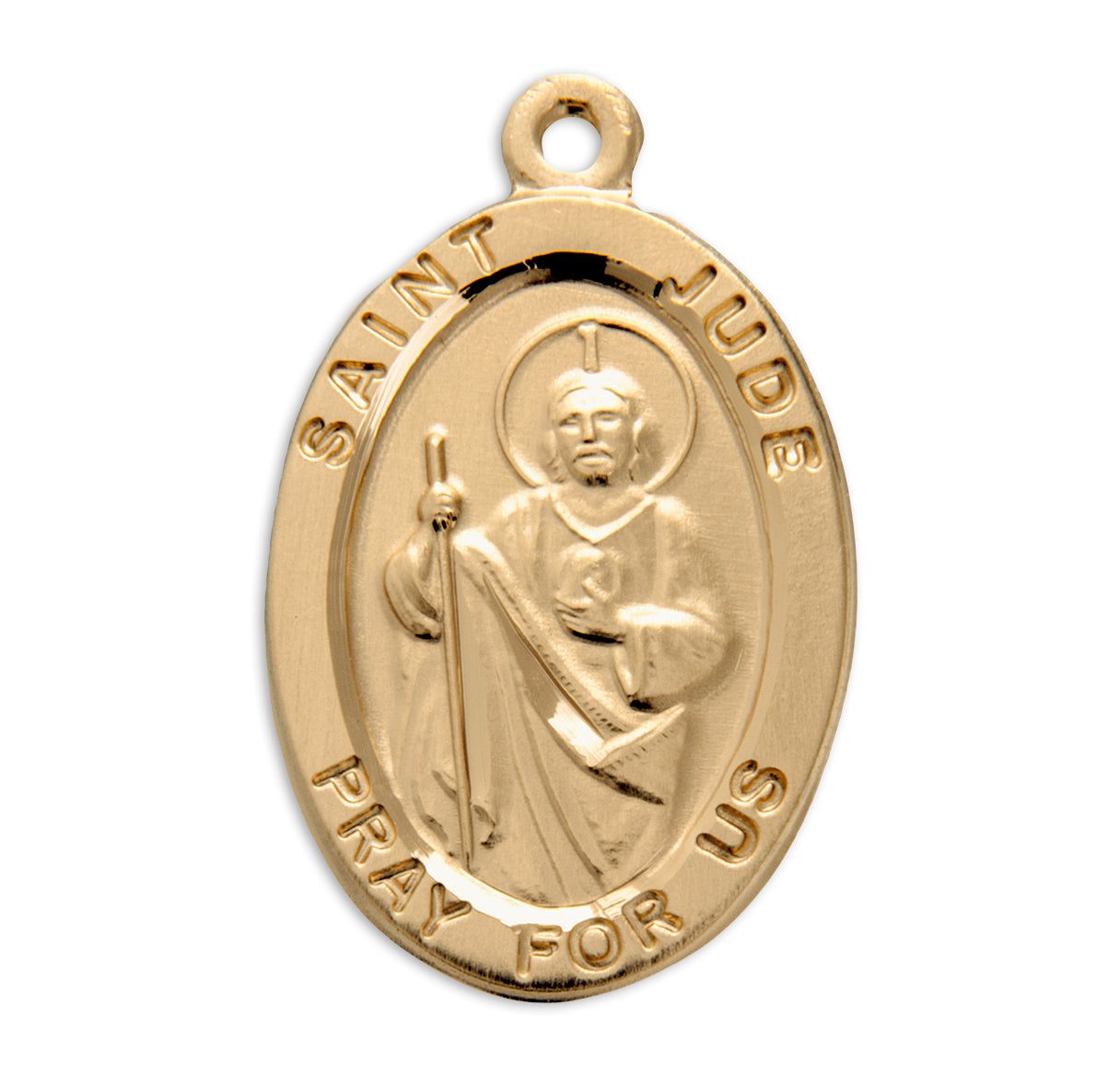 Patron Saint Jude Gold Over Sterling Silver Oval Medal Necklace | 16kt Gold Plated .925 Silver