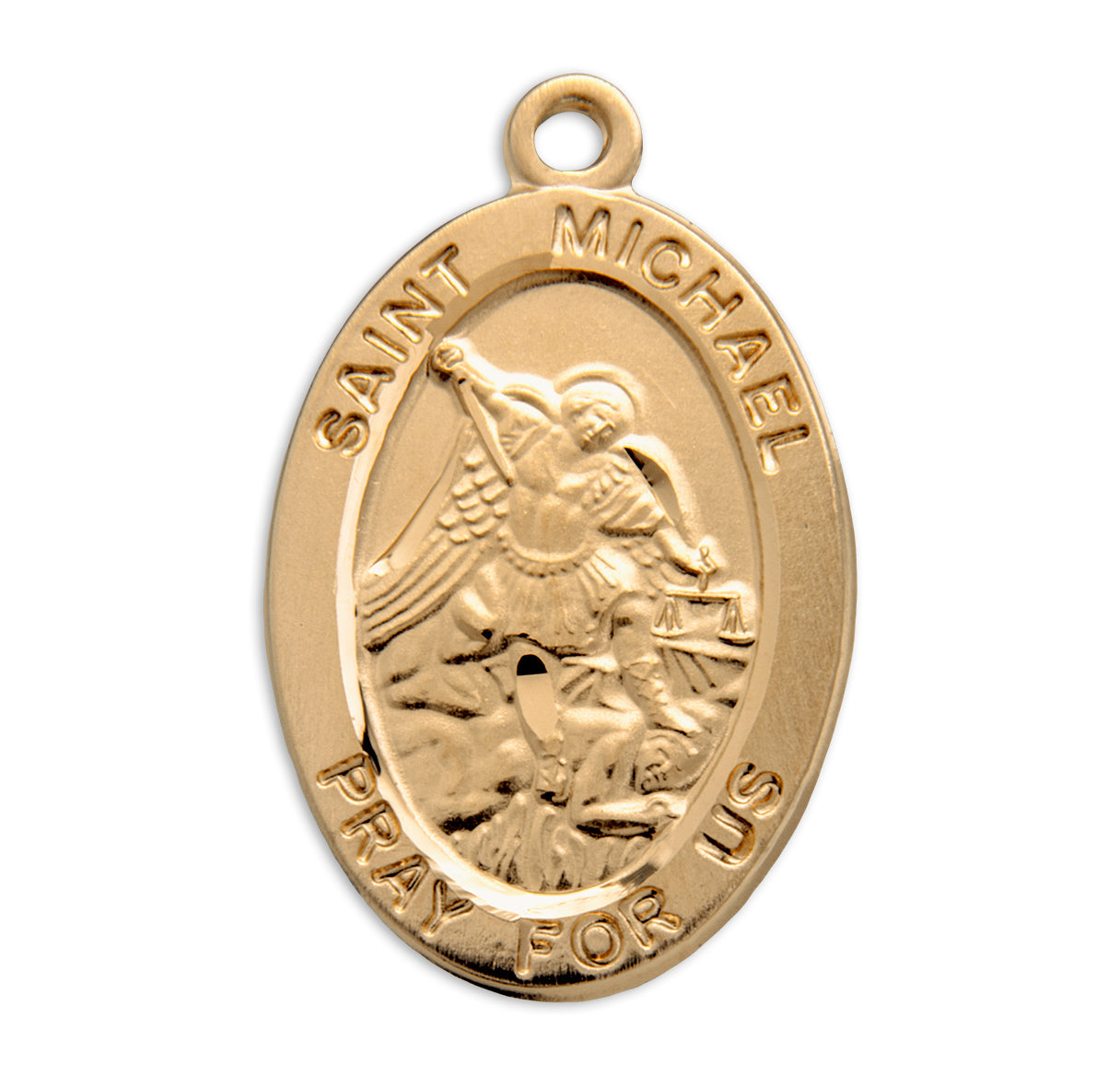 Patron Saint Michael Oval Gold Over Sterling Silver Medal Necklace | 16kt Gold Plated .925 Silver