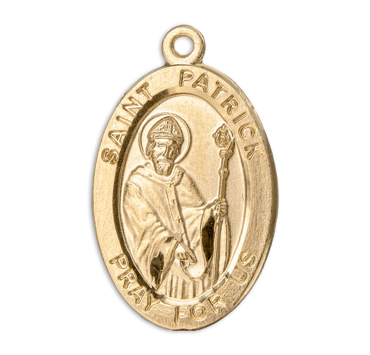 Patron Saint Patrick Oval Gold Over Sterling Silver Medal Necklace | 16kt Gold Plated .925 Silver