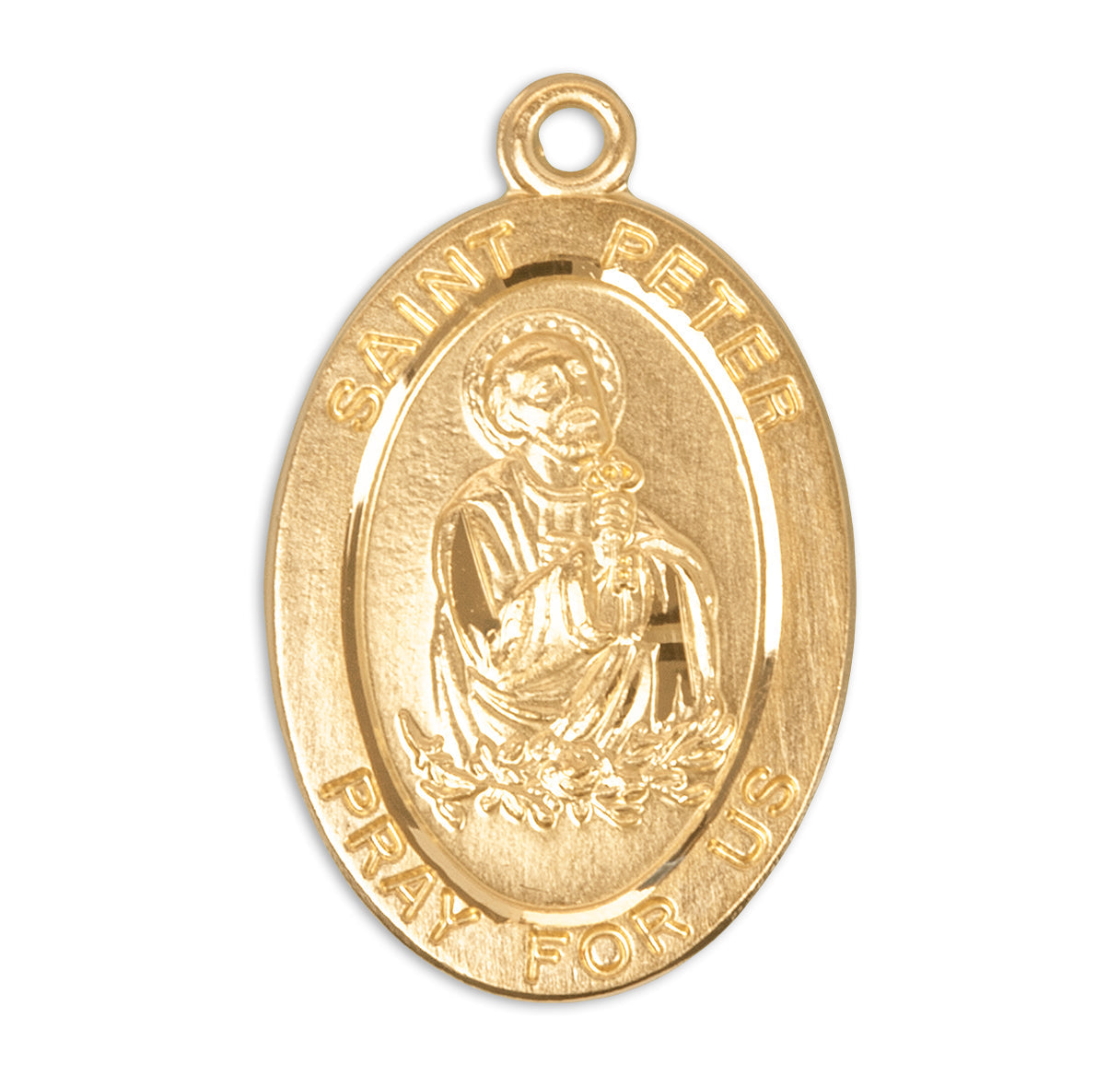 Patron Saint Peter Oval Gold Over Sterling Silver Medal Necklace | 16kt Gold Plated .925 Silver