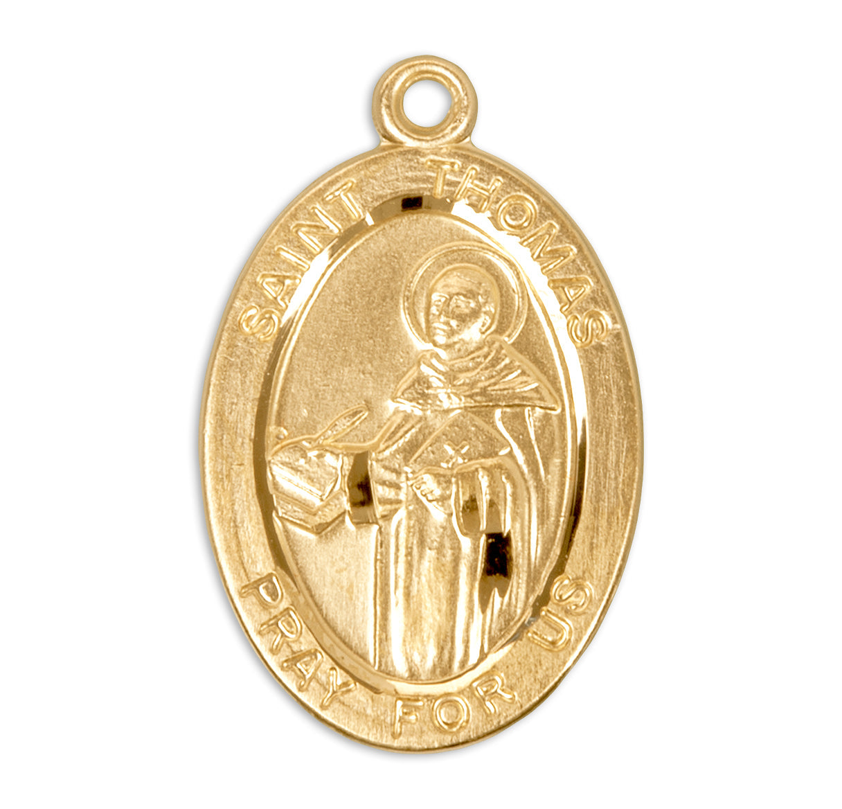 Patron Saint Thomas Oval Gold Over Sterling Silver Medal Necklace | 16kt Gold Plated .925 Silver