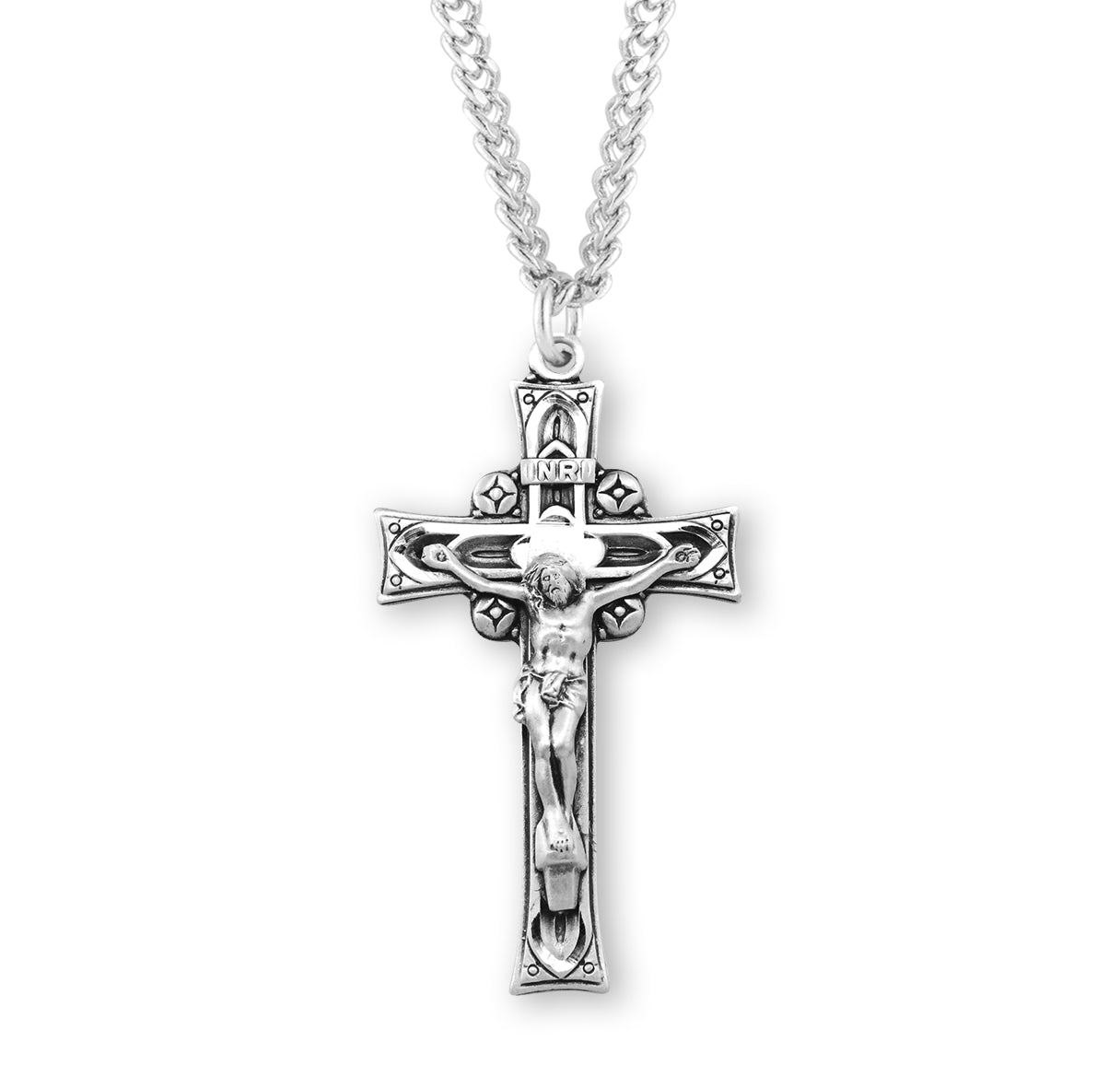 Deep Relief Sterling Silver Crucifix Necklace | .925 Silver