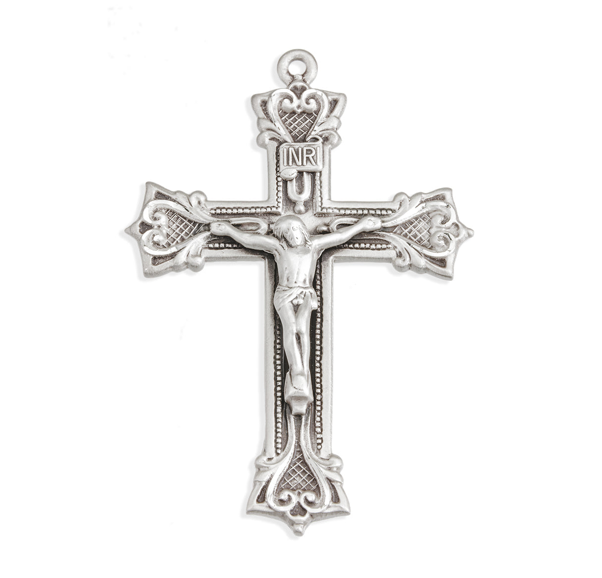 Gothic Scroll Style Sterling Silver Crucifix Necklace | .925 Silver