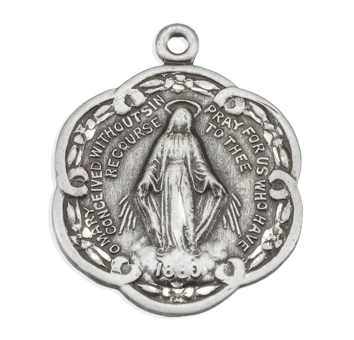 Sterling Silver Miraculous Medal Pendant with Chain | .925 Silver