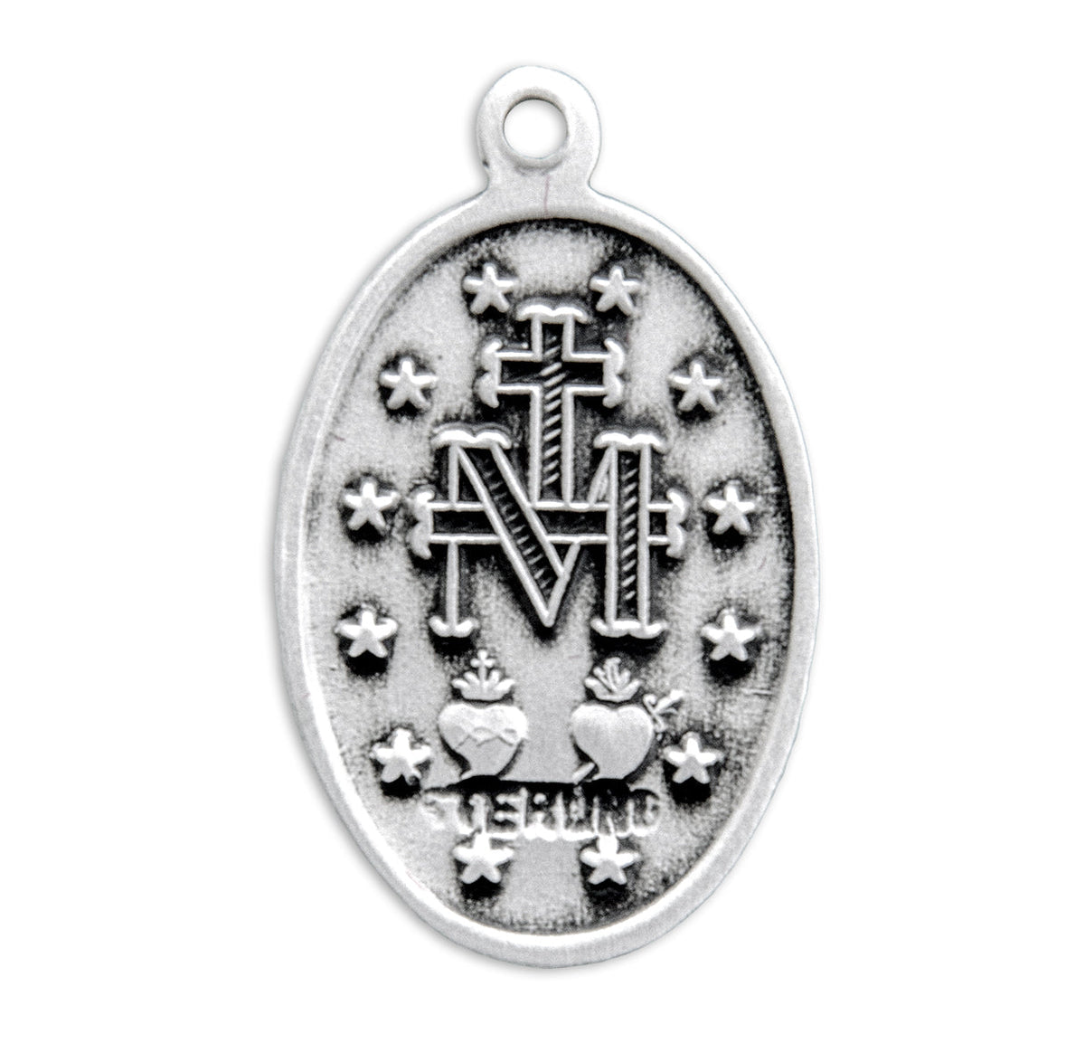 Sterling Silver Oval Miraculous Medal Pendant with Chain | .925 Silver