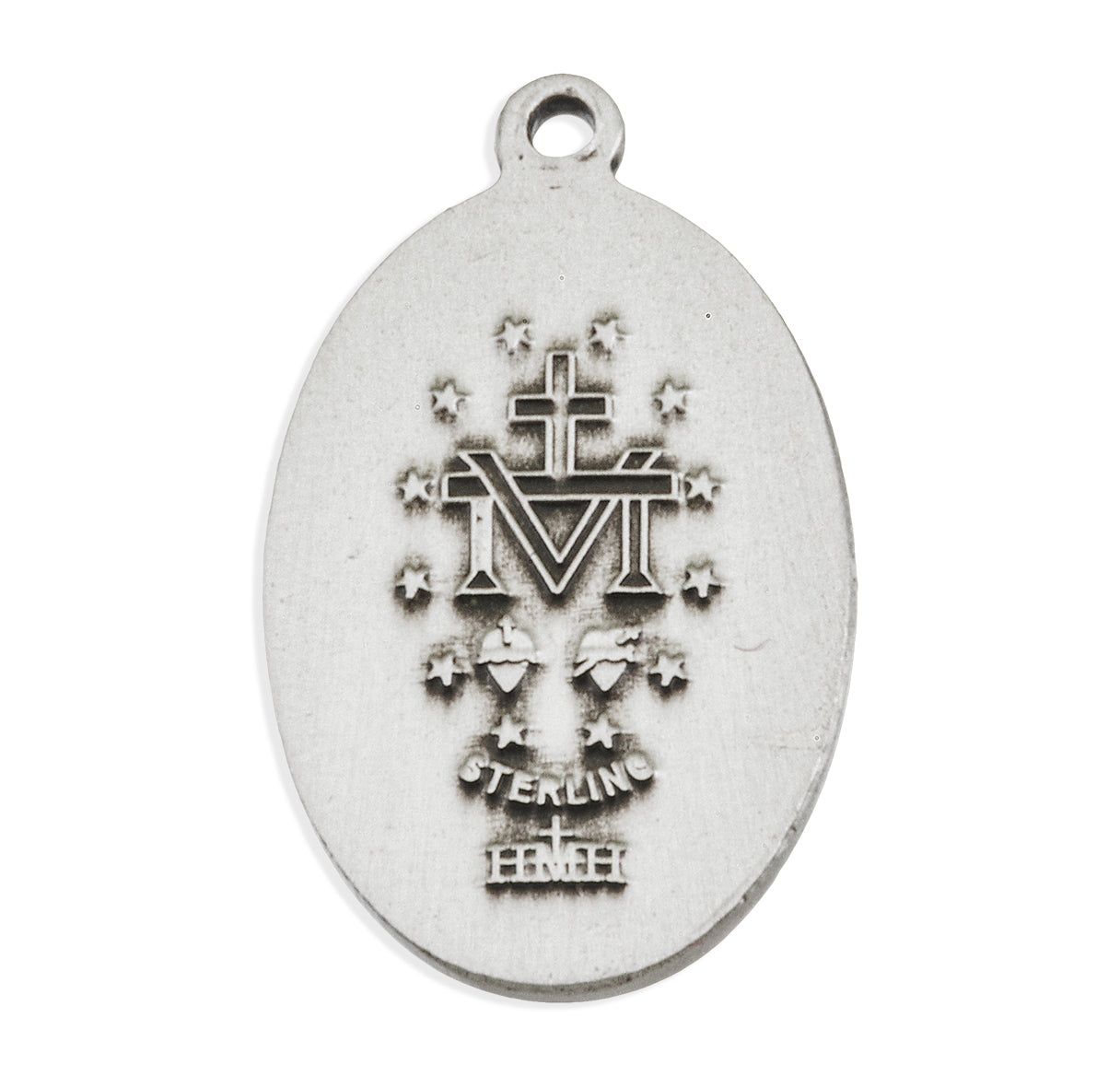 Sterling Silver Oval Miraculous Medal Pendant with Chain | .925 Silver