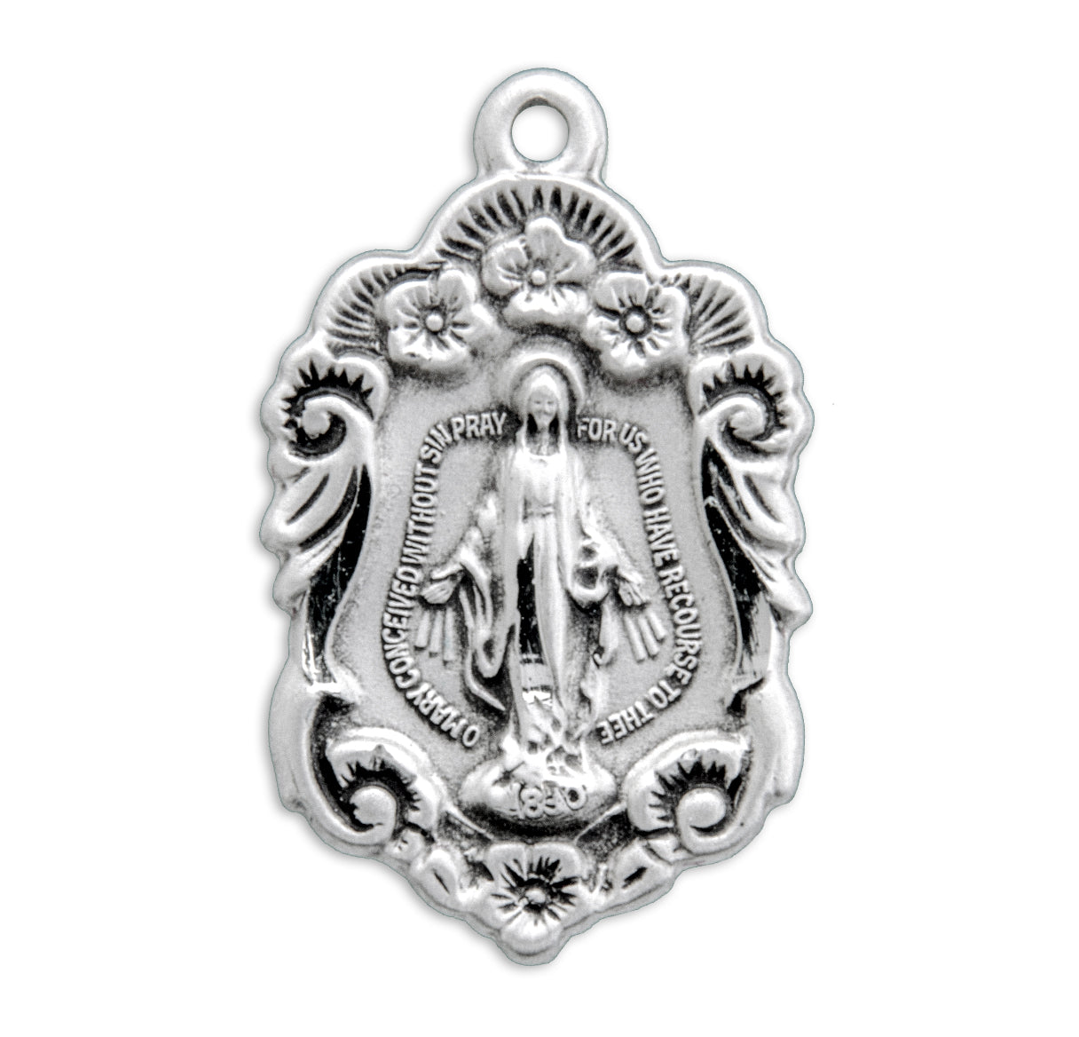 Sterling Silver Miraculous Medal Pendant with Chain | .925 Silver