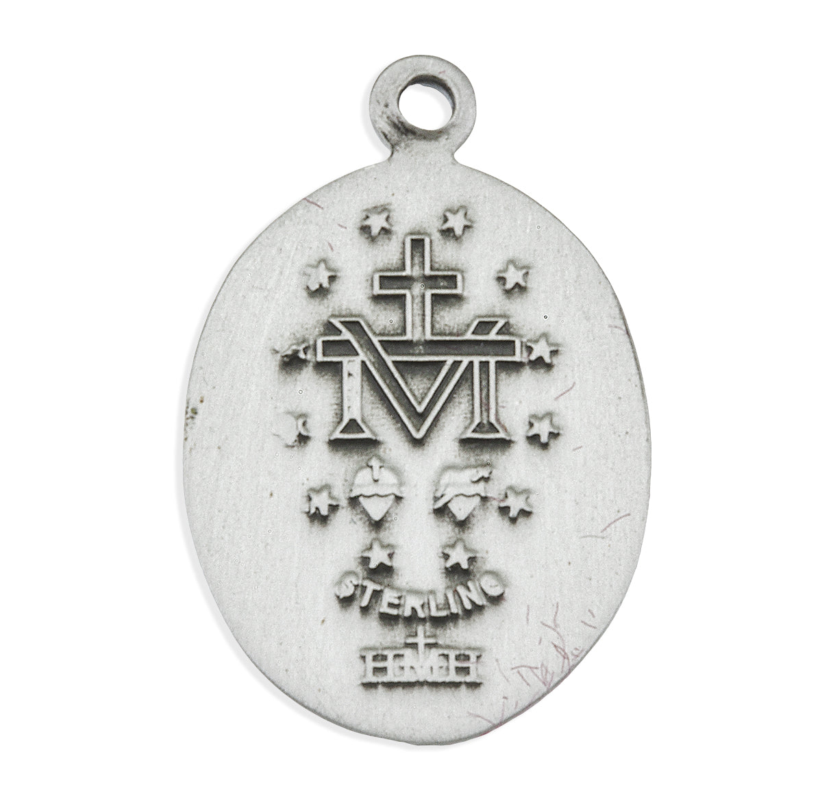 Sterling Silver Oval Miraculous Medal Pendant with Chain | .925 Silver