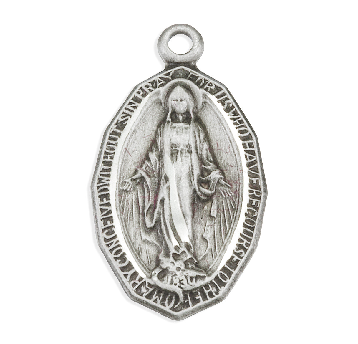Sterling Silver Oval Miraculous Medal Pendant with Chain | .925 Silver