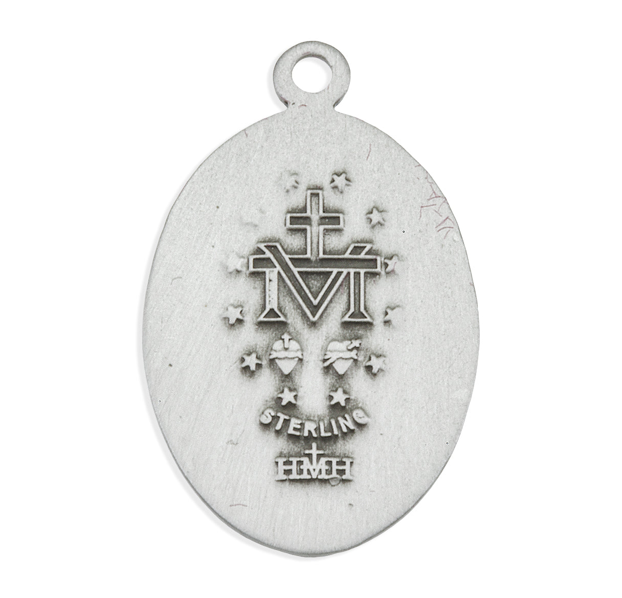 Sterling Silver Oval Miraculous Medal Pendant with Chain | .925 Silver