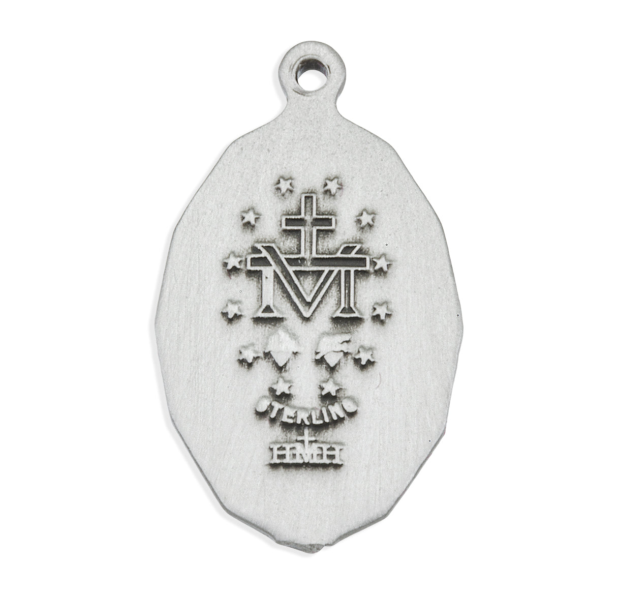 Sterling Silver Oval Miraculous Medal Pendant with Chain | .925 Silver