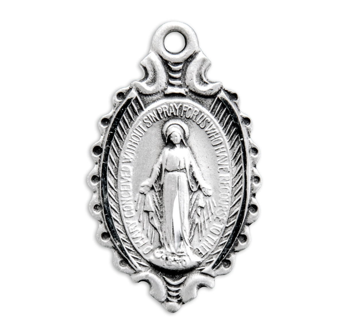 Sterling Silver Miraculous Medal Pendant with Chain | .925 Silver