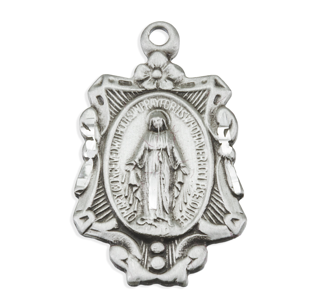 Sterling Silver Miraculous Medal Pendant with Chain | .925 Silver