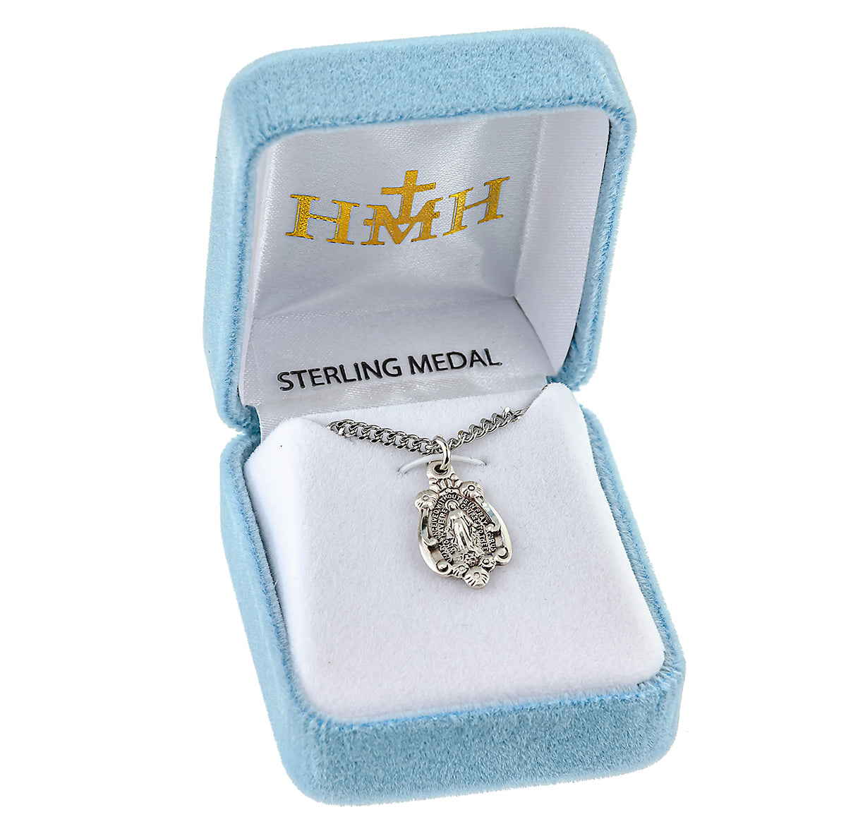 Sterling Silver Miraculous Medal Pendant with Chain | .925 Silver