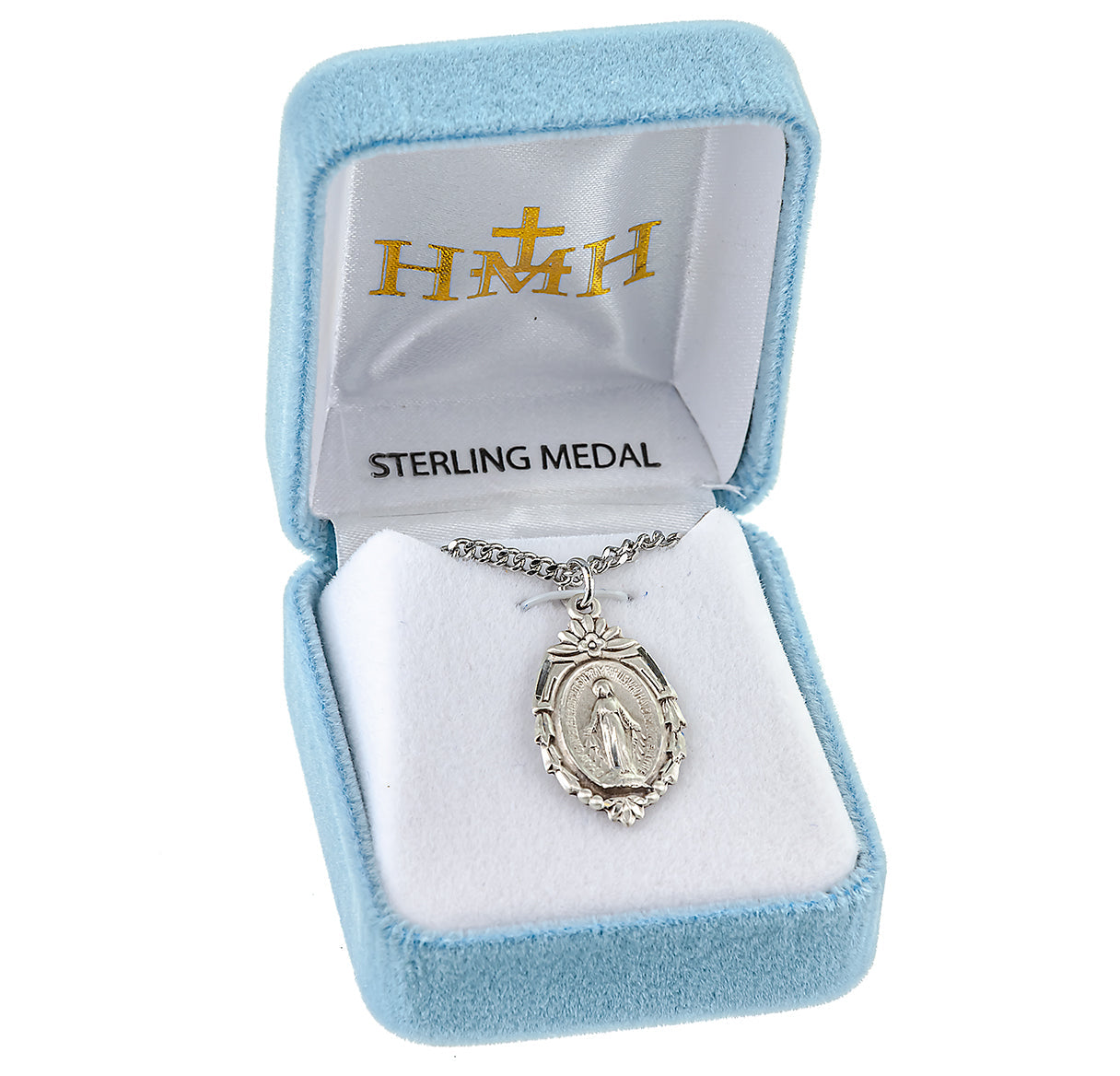 Sterling Silver Miraculous Medal Pendant with Chain | .925 Silver