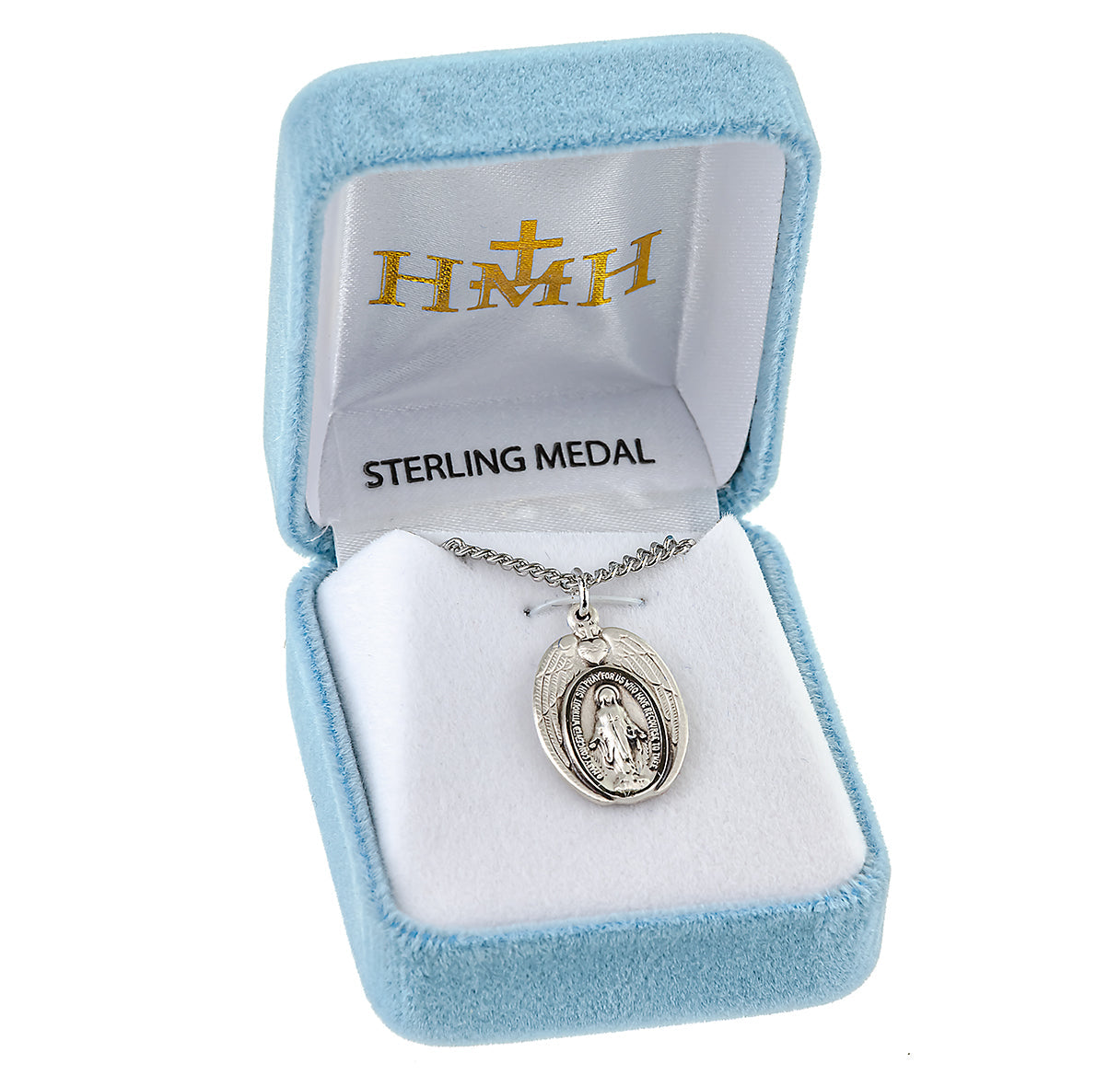 Sterling Silver Miraculous Medal Pendant with Chain | .925 Silver