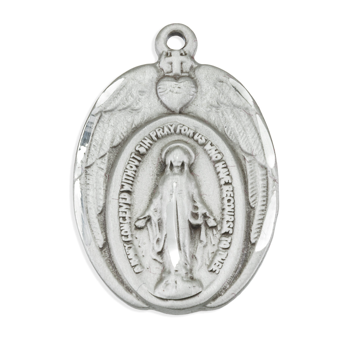 Sterling Silver Miraculous Medal Pendant with Chain | .925 Silver