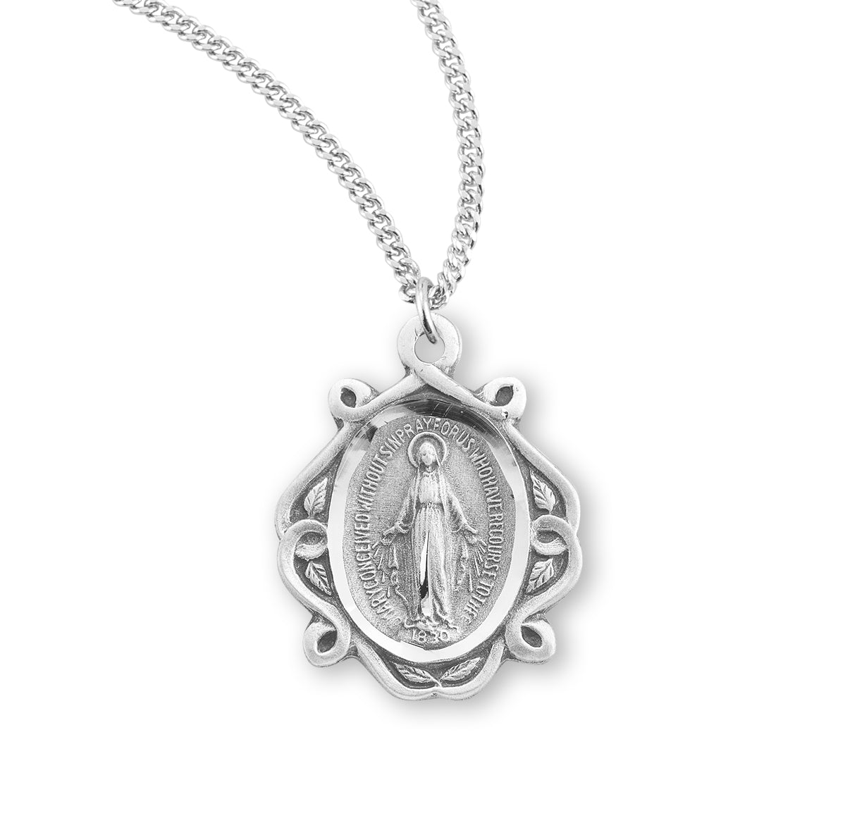 Sterling Silver Miraculous Medal Pendant with Chain Celtic Knot | .925 Silver