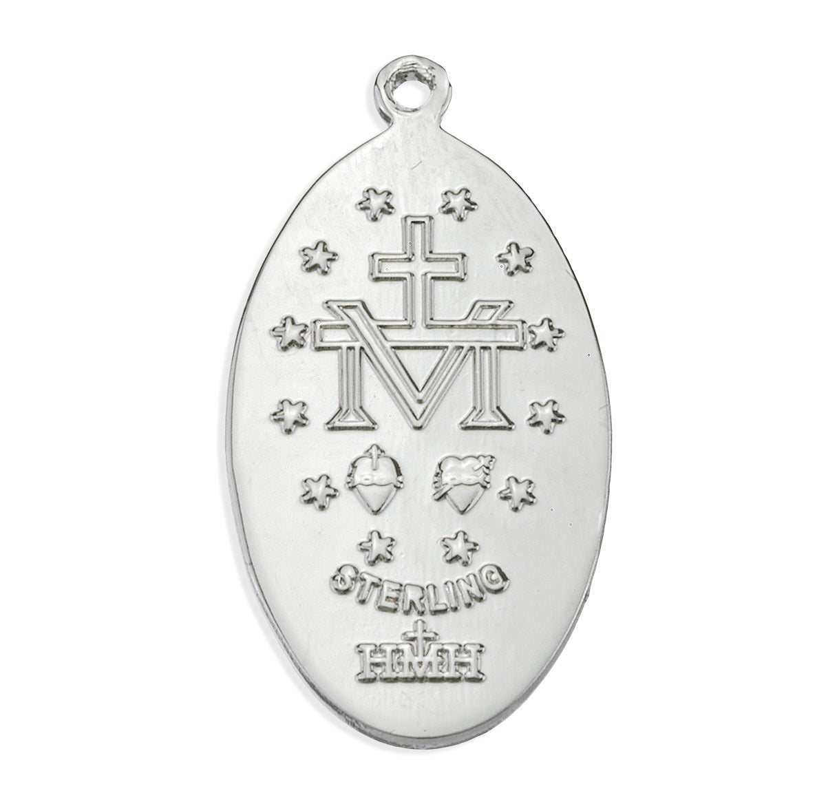 Sterling Silver Light Blue Enameled Miraculous Medal Pendant with Chain | .925 Silver