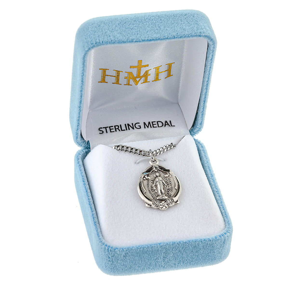 Sterling Silver Miraculous Medal Pendant with Chain | .925 Silver