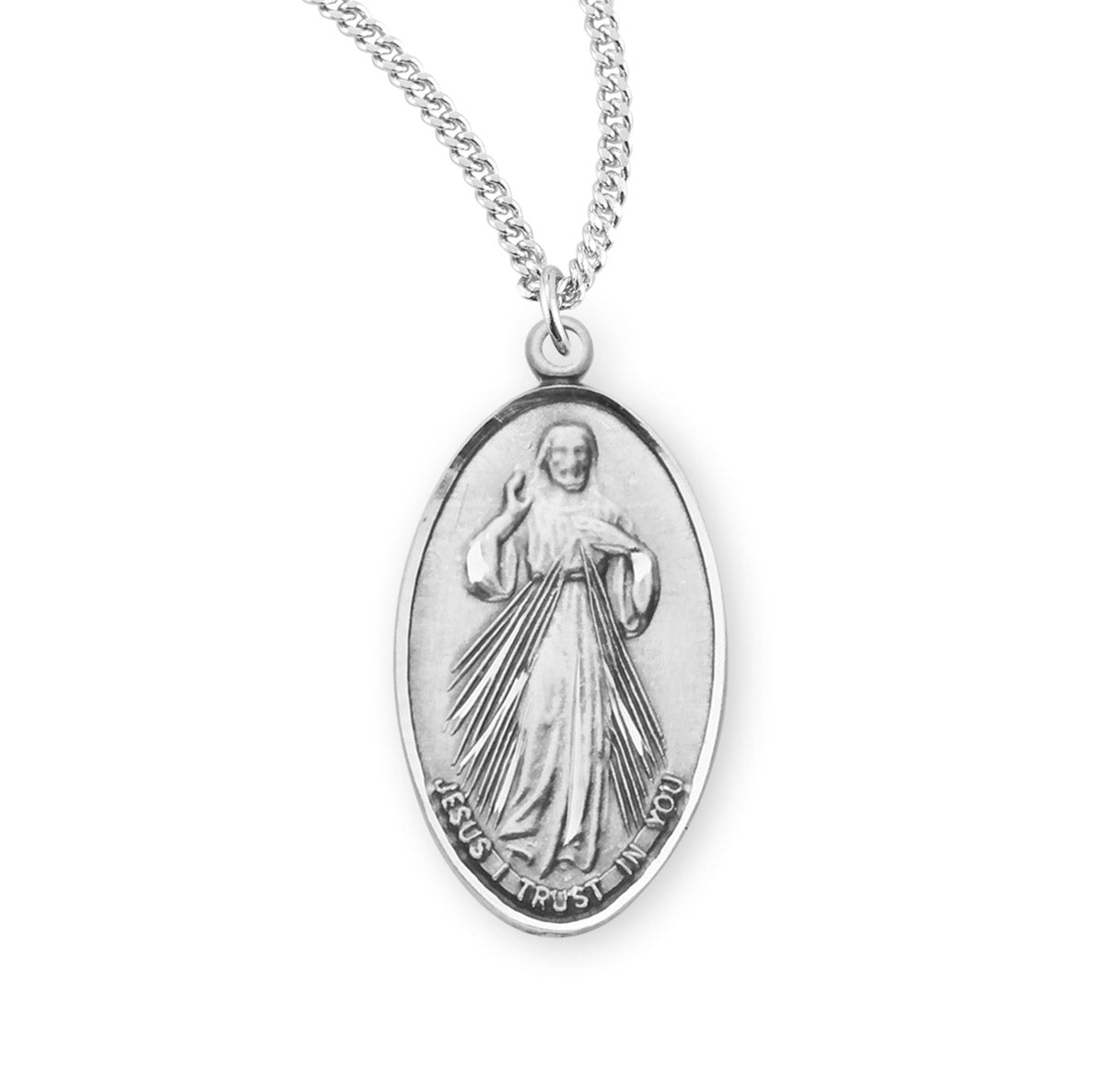Divine Mercy/Saint Faustina Sterling Silver Medal Pendant with Chain | .925 Silver