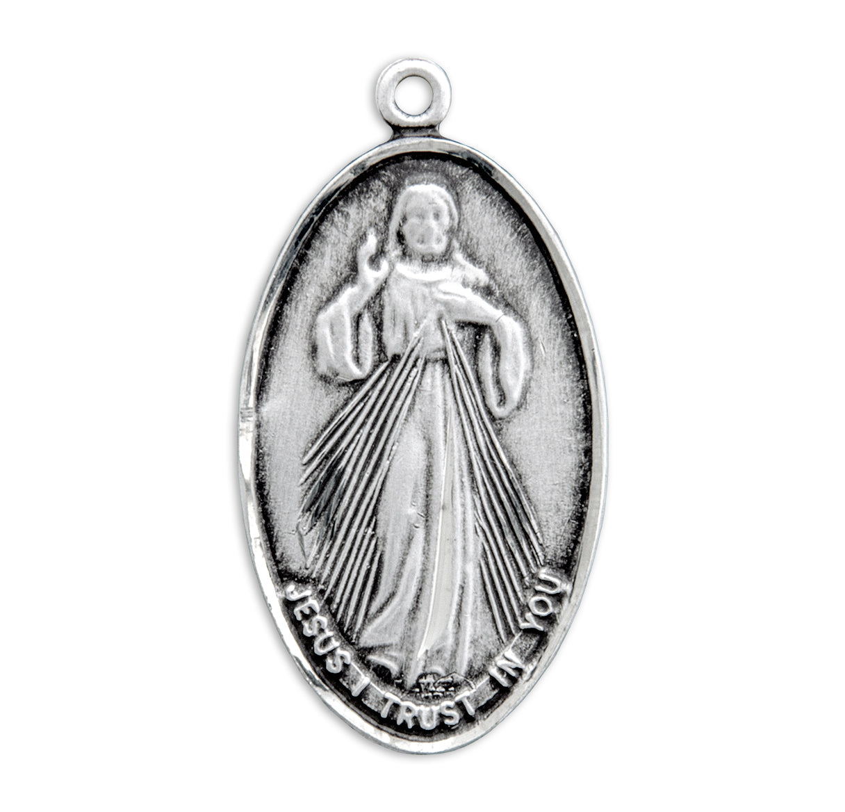 Divine Mercy/Saint Faustina Sterling Silver Medal Pendant with Chain | .925 Silver
