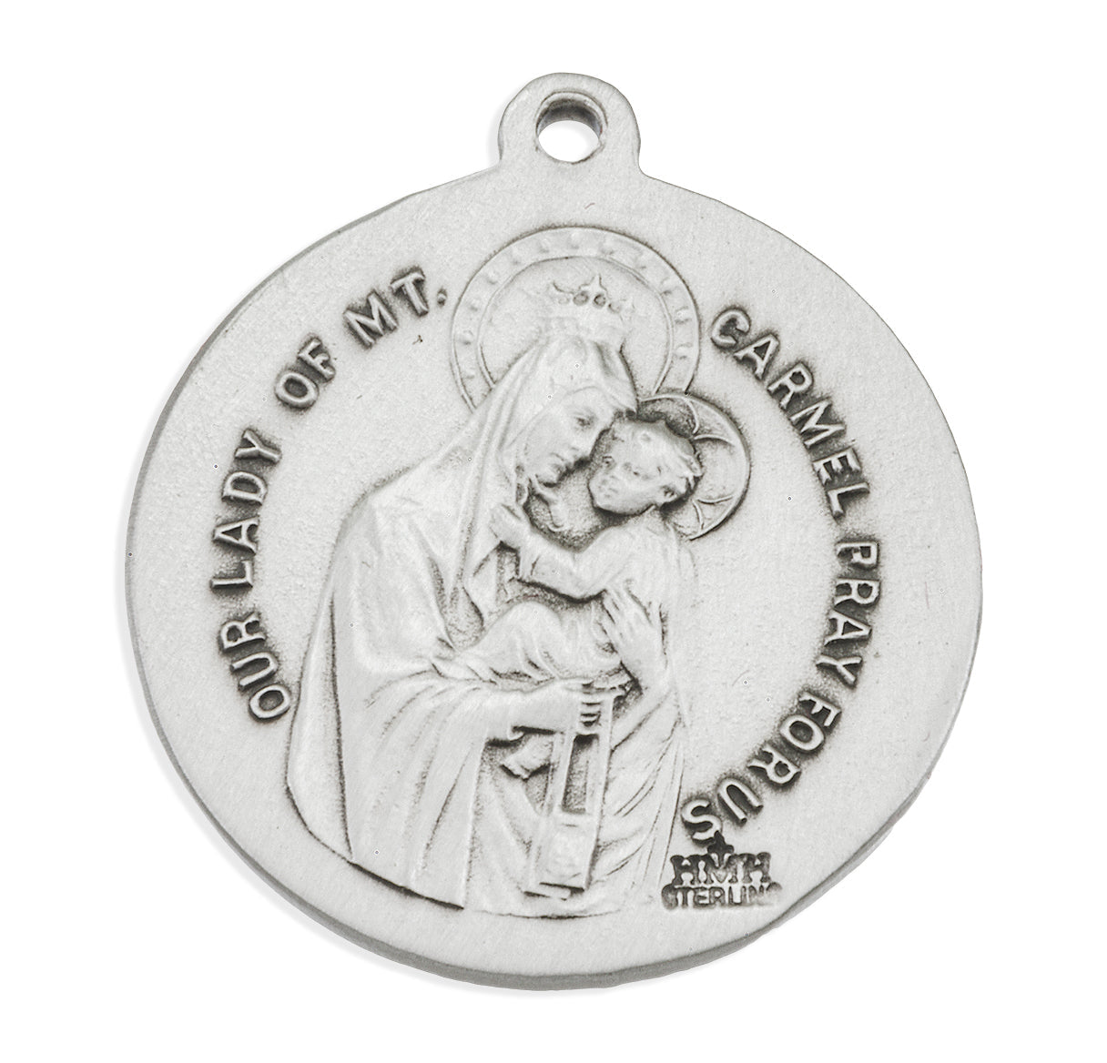Sterling Silver Scapular Sacred Heart of Jesus Double Sided Medal Pendant with Chain | .925 Silver