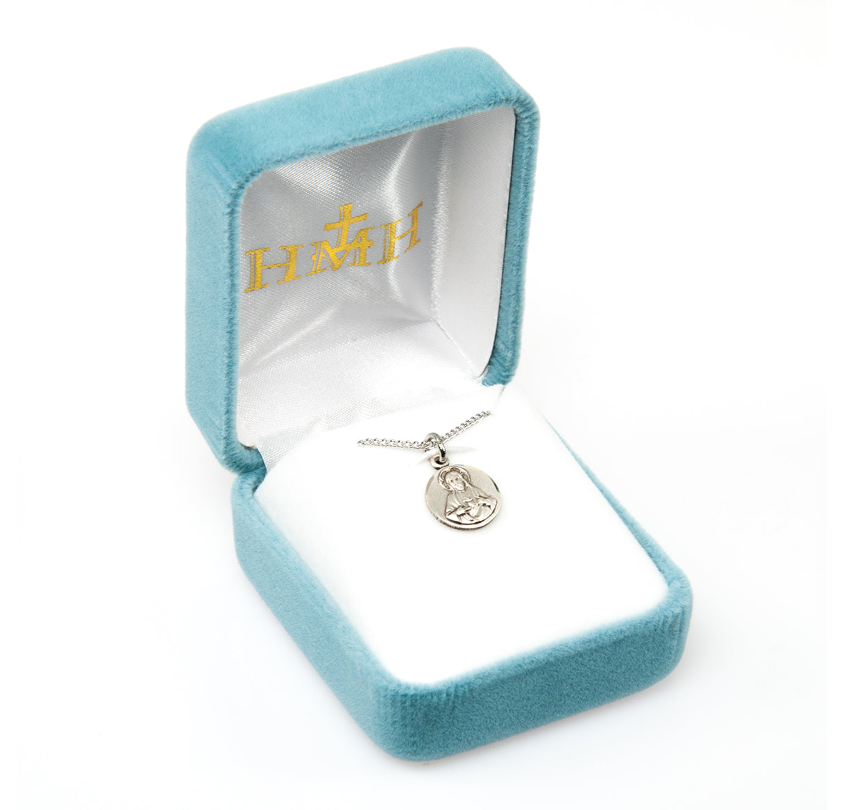 Sterling Silver Scapular Sacred Heart of Jesus Medal Pendant with Chain | .925 Silver