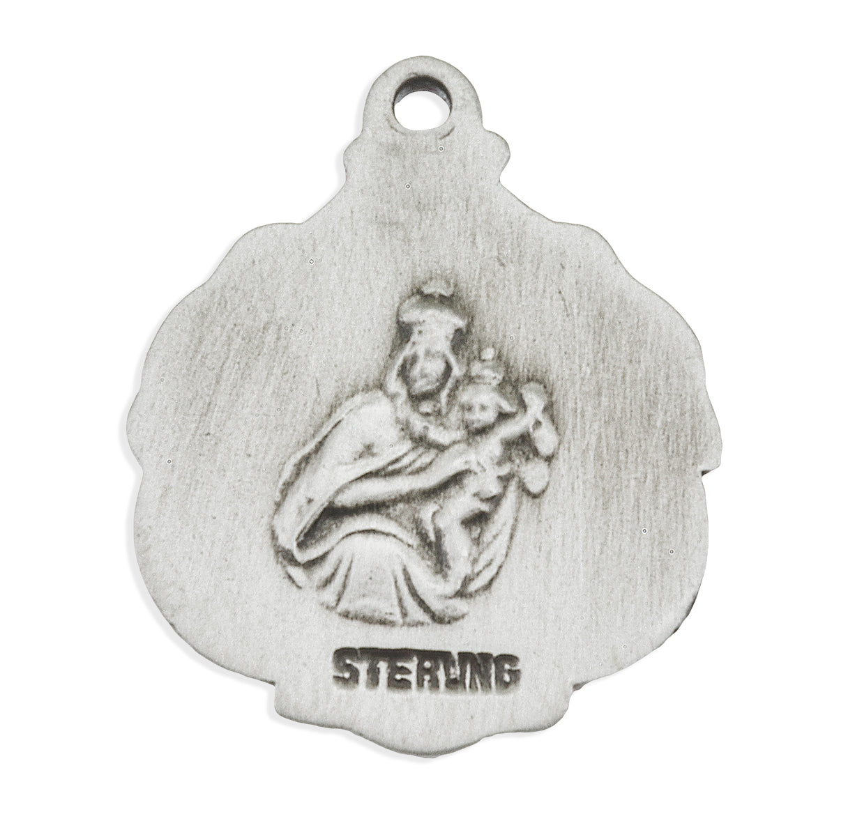 Sacred Heart of Jesus Sterling Silver Scapular Double Sided Medal Pendant with Chain | .925 Silver