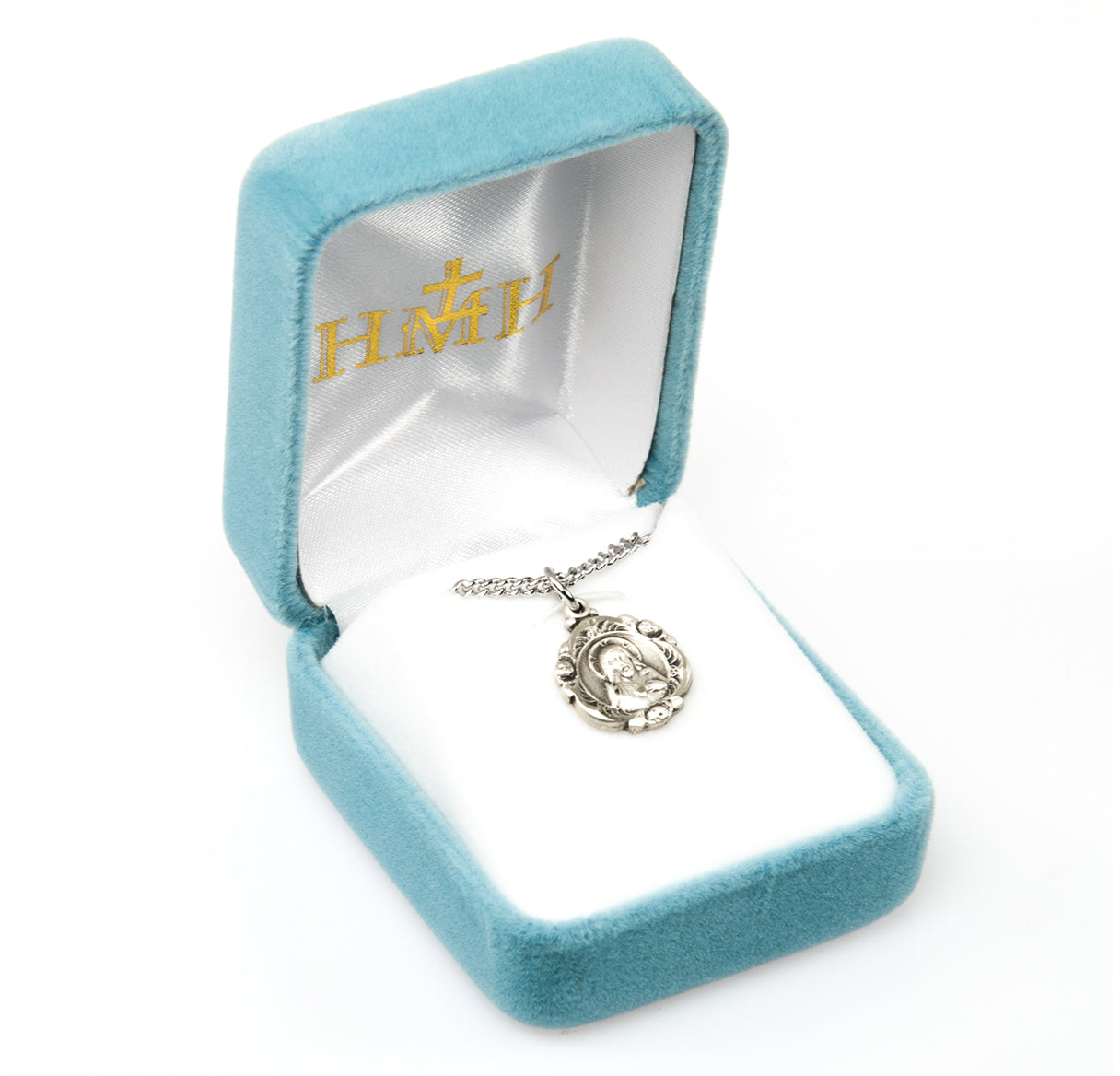 Sacred Heart of Jesus Sterling Silver Scapular Double Sided Medal Pendant with Chain | .925 Silver
