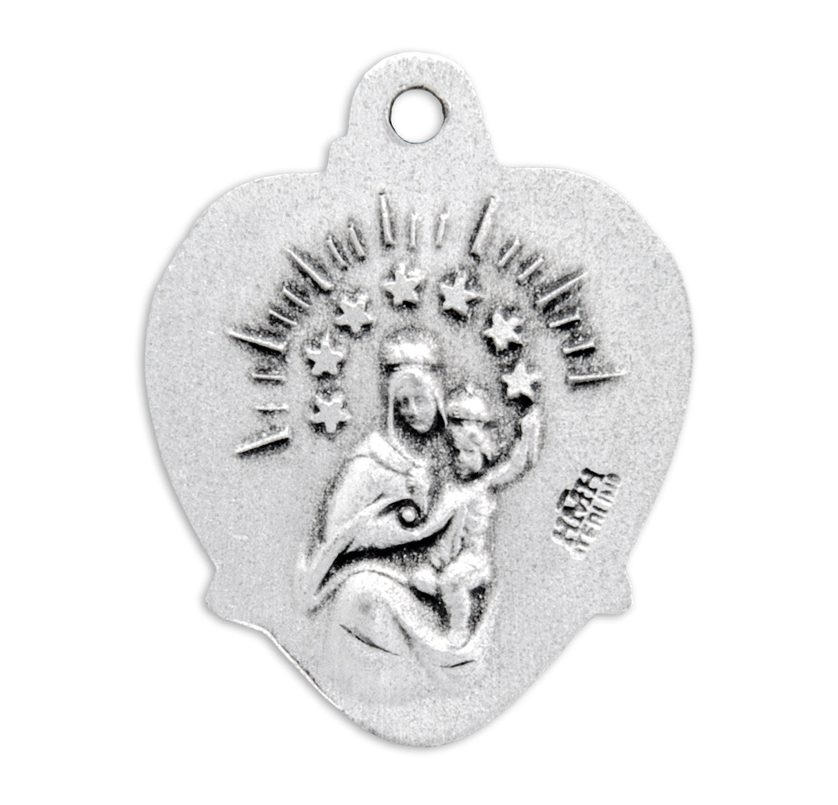 Sterling Silver Scapular Sacred Heart of Jesus Double Sided Medal Pendant with Chain | .925 Silver